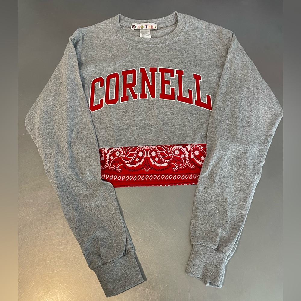 Cornell long sleeve bandana crop T-shirt